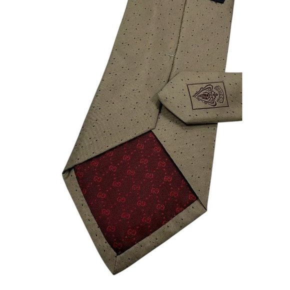 GUCCI Men's 100% Silk Necktie LUXURY Tie Brown Geometric W:3.7" EUC - Picture 5 of 5